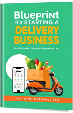 A professional eBook cover for a guide titled 'Blueprint for Starting a Grocery Delivery Business'