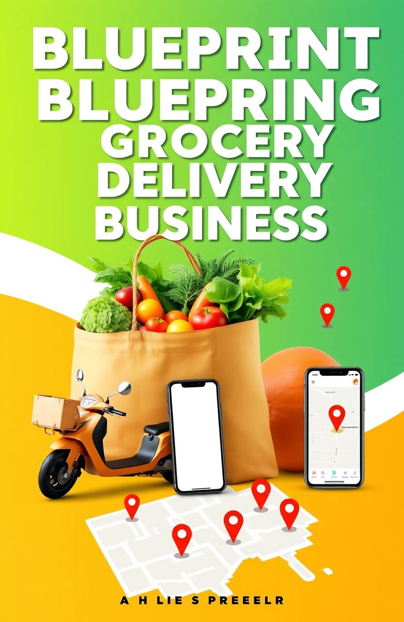 A professional eBook cover for a guide titled 'Blueprint for Starting a Grocery Delivery Business'