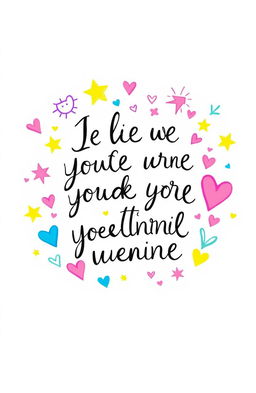 A whimsical and colorful illustration featuring an inspirational quote beautifully handwritten in a flowing script