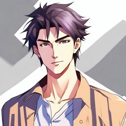 A high-quality digital art image of a handsome man in anime style