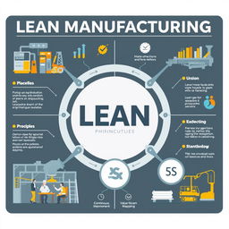 An infographic-style composition highlighting Lean Manufacturing and operational excellence in industries