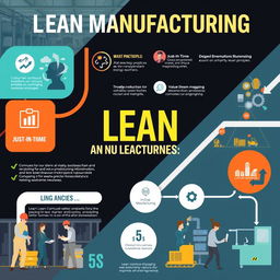 An infographic-style composition highlighting Lean Manufacturing and operational excellence in industries