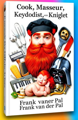 Book cover featuring a man with a striking red beard and mustache, styled in a whimsical manner