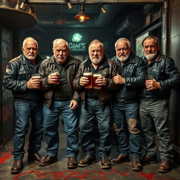 A gang of older English thugs, exuding a sense of gritty wisdom and hardened experience