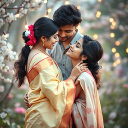 A romantic cover photo capturing a South Indian girl and a North Indian boy deeply in love
