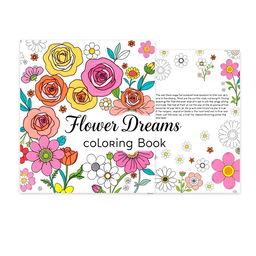 A beautifully designed front and back cover for a floral coloring book, featuring a vibrant arrangement of various flowers such as roses, tulips, and daisies, intricately illustrated with clear outlines suitable for coloring