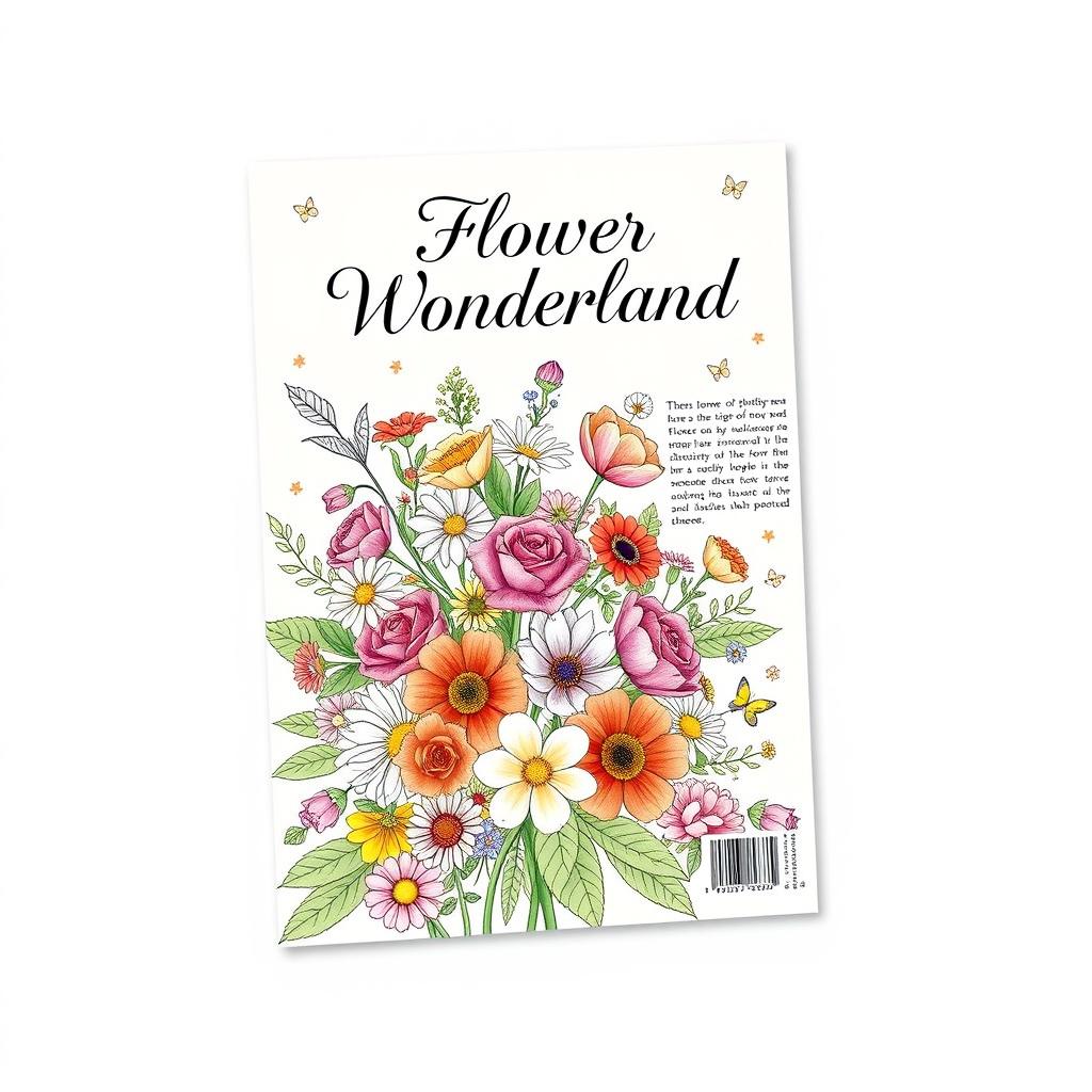 A beautiful coloring book design featuring intricate floral patterns suitable for both the front and back cover