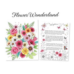 A beautiful coloring book design featuring intricate floral patterns suitable for both the front and back cover