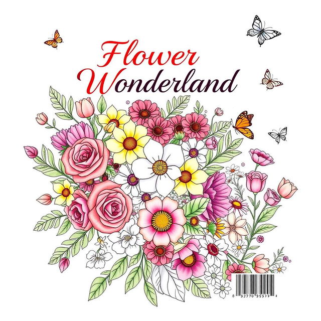 A beautiful coloring book design featuring intricate floral patterns suitable for both the front and back cover