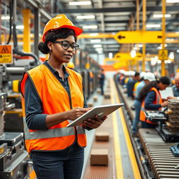 A dynamic production supervisor in a modern factory setting