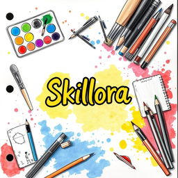 A creative and vibrant cover page titled 'Skillora'