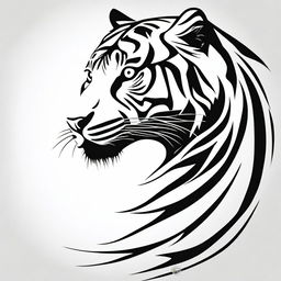 This is a high-quality, digital art of a simple, black and white tattoo design featuring a majestic tiger