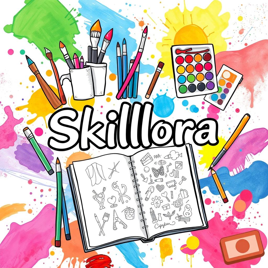 A dynamic and artistic cover page titled 'Skillora'