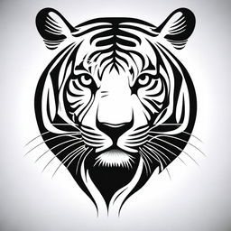 This is a high-quality, digital art of a simple, black and white tattoo design featuring a majestic tiger