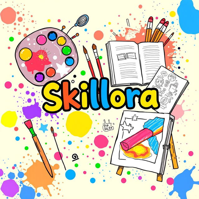 An energetic and colorful cover page titled 'Skillora'