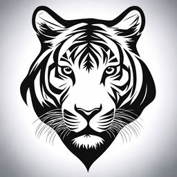 This is a high-quality, digital art of a simple, black and white tattoo design featuring a majestic tiger