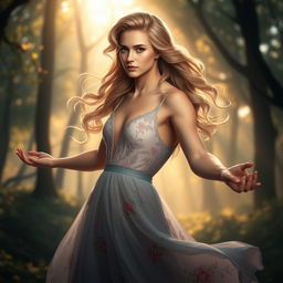 A captivating scene of a gender-bend transformation showcasing a male figure with feminine features