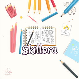 A dynamic and modern cover page titled 'Skillora'