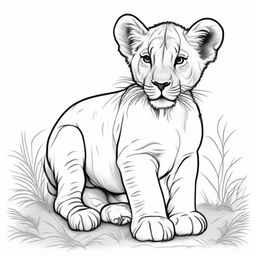 Detailed full-body illustration of a lion cub.