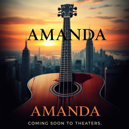 A dramatic movie poster featuring a blood-stained acoustic guitar in the foreground
