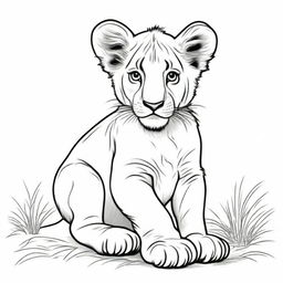 Detailed full-body illustration of a lion cub.