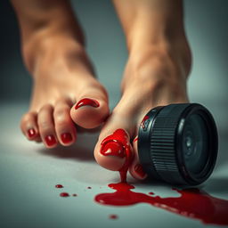 A dramatic close-up shot of beautiful female feet with a creative twist