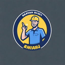 A high-quality digital logo featuring a friendly, stylized electrician holding a lightning bolt and giving a thumbs-up, encircled by a border with the company's name