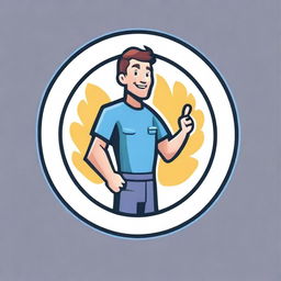 A high-quality digital logo featuring a friendly, stylized electrician holding a lightning bolt and giving a thumbs-up, encircled by a border with the company's name