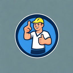 A high-quality digital logo featuring a friendly, stylized electrician holding a lightning bolt and giving a thumbs-up, encircled by a border with the company's name