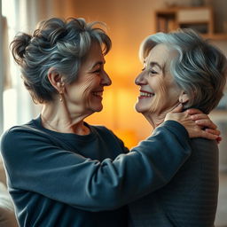 An artistic representation of a close and intimate bond between an Israeli woman in her 50s and her younger friend, showcasing affection and trust
