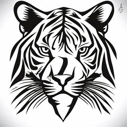 This is a high-quality, digital art of a simple tattoo design featuring a stylized tiger