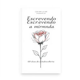 A book cover design for a therapist titled 'Escrevendo a minha jornada - 60 dias de autodescoberta'