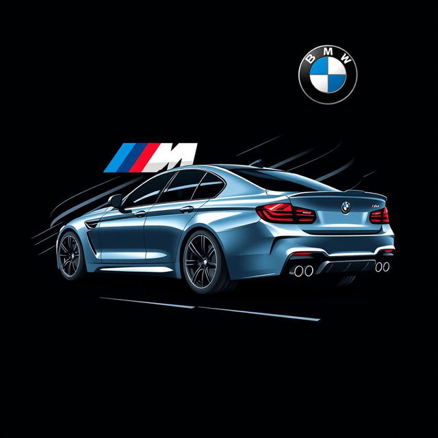 An engaging t-shirt design featuring a stylized BMW M5 on a black background