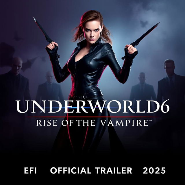 An enticing promotional poster for 'UNDERWORLD 6: Rise of the Vampire Official Trailer 2025', featuring the iconic Kate Beckinsale as Selene