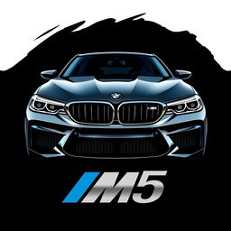 A captivating t-shirt design featuring the front view of a BMW M5 against a black background