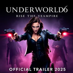 An enticing promotional poster for 'UNDERWORLD 6: Rise of the Vampire Official Trailer 2025', featuring the iconic Kate Beckinsale as Selene