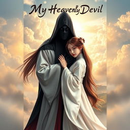 A captivating book cover featuring the title 'My Heavenly Devil' in beautiful, elegant calligraphy at the top
