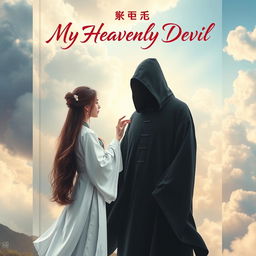 A visually striking book cover featuring the title 'My Heavenly Devil' written in beautiful, flowing calligraphy at the top