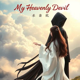 A visually striking book cover featuring the title 'My Heavenly Devil' written in beautiful, flowing calligraphy at the top