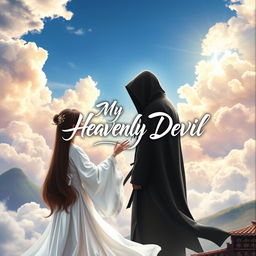 An enchanting book cover featuring the title 'My Heavenly Devil' prominently written in the center in beautiful, flowing English calligraphy