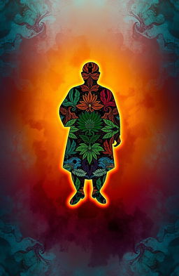A striking artistic representation of a famous icon, featuring an elaborate silhouette filled with intricate patterns and vibrant colors that showcase its cultural significance