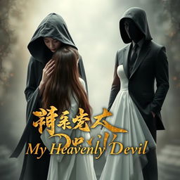 A captivating book cover featuring the title 'My Heavenly Devil' elegantly written in the center in stunning golden calligraphy