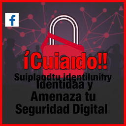 A bold and striking Facebook ad graphic warning about identity theft and digital security threats
