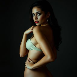 A sensual portrait of a confident woman exuding allure and strength