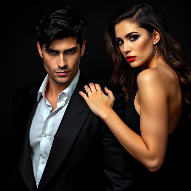 A captivating image of a sexy couple, embodying the essence of a 'Psycho Billionaire' theme