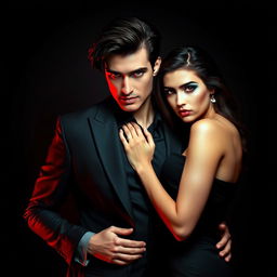 A captivating image of a sexy couple, embodying the essence of a 'Psycho Billionaire' theme