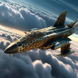 aerial view leopard-like jet fighter in the sky