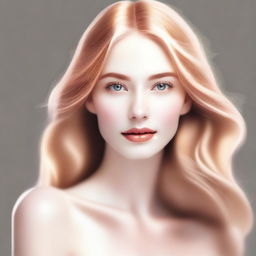 A high-quality digital art image of a beautiful, tall, and slender woman with golden hair and shining eyes