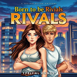 A captivating book cover illustrating a teenage girl with rich brunette hair, the daughter of Apollo, showcasing her confident and fierce spirit