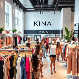 A stylish and modern clothing store featuring KINA brand apparel